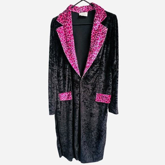 Vintage | Y2K | Black & Pink | Leopard Print | Pimp Costume | Robe | O/S - Picture 1 of 6